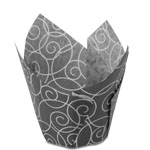 Small Silver Swirl Tulip Cupcake Liners 2 x 2 x 3.5 in. (3-4 oz.)