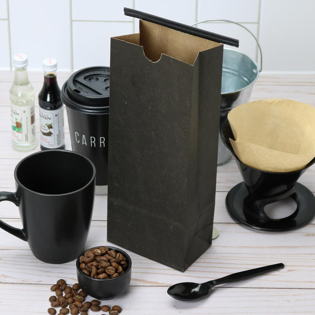 Black Kraft PLA Lined Coffee Bags - 1 lb.