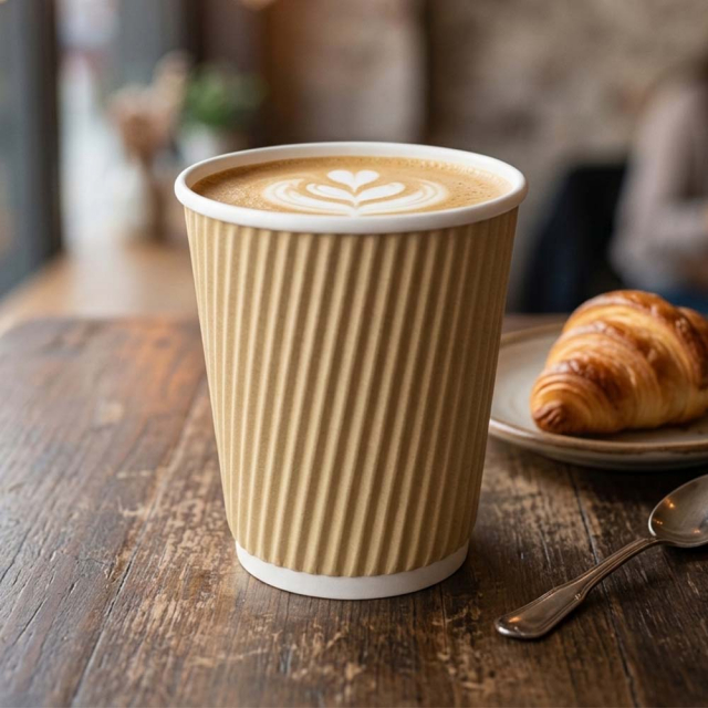 10 oz. Cream Ripple Wall Paper Coffee Cups