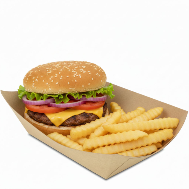 27 oz.  Brown Kraft Paper Food Trays