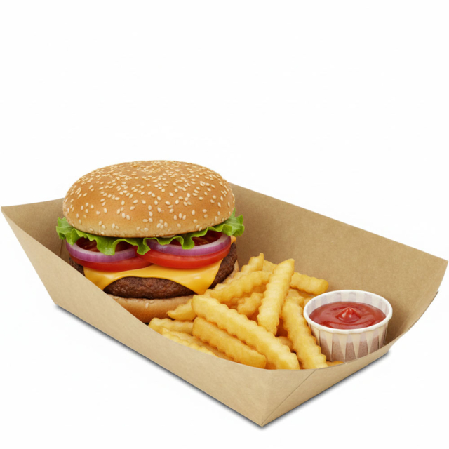 40 oz.  Brown Kraft Paper Food Trays