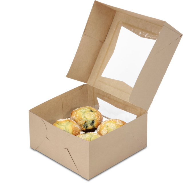 8 x 8 x 4 in. SCT Brown Kraft Window Bakery Box