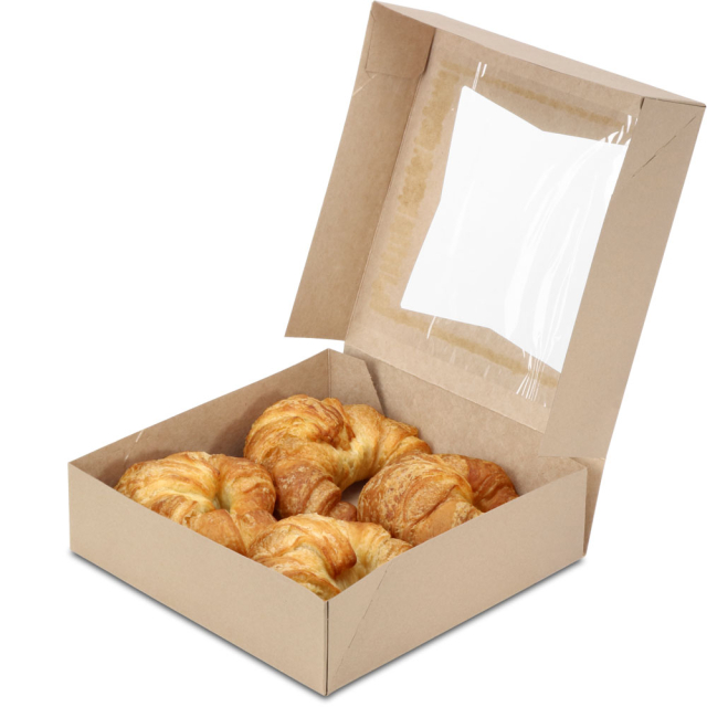 9 x 9 x 2.5 in. SCT Brown Kraft Window Bakery Box