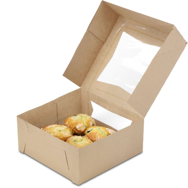 9 x 9 x 4 in. SCT Brown Kraft Window Bakery Box