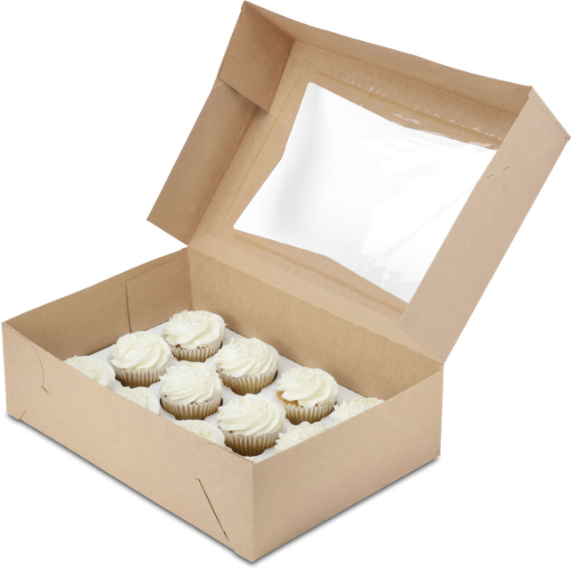 14 x 10 x 4 in. SCT Brown Kraft Window Bakery Box