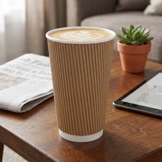 16 oz. Kraft Ripple-Wall Paper Coffee Cups