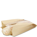 Paper Bread Bag with PLA Window - Plain Kraft - 8.5 x 4.5 x 14 in.