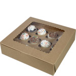 10 x 10 x 2.5" Recycled Brown Kraft Cupcake / Pie / Bakery Boxes with Window