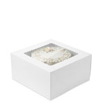 10 x 10 x 5" White Cake Bakery Boxes with Top Window - 100/cs