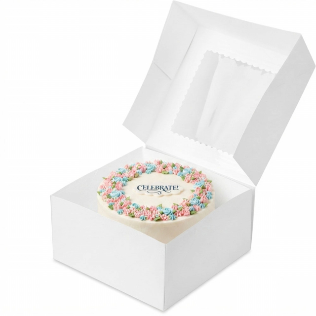 10 x 10 x 5" White Cake Bakery Boxes with Top Window - 100/cs