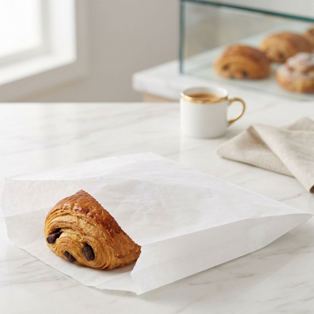 Large White Grease Resistant Paper Sandwich Bags - 6.5 x 1.5 x 8 in.