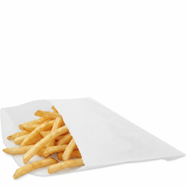 4.875 x 4 in. Grease Resistant White French Fry Bags