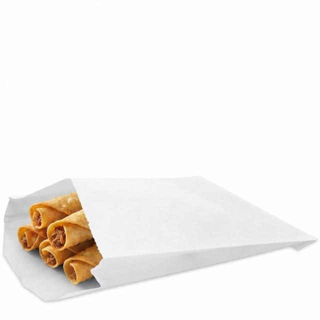 5.5 x 1 x 8 in. Jumbo Grease Resistant White French Fry Bags