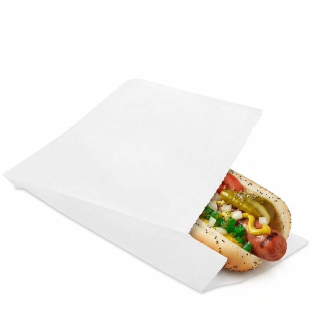 3.75 x 2.25 x 8 in. Side Opening Grease Resistant Hot Dog Bags