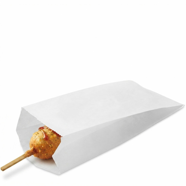 3 x 2 x 8.75 in. Grease Resistant White Hot Dog Bags