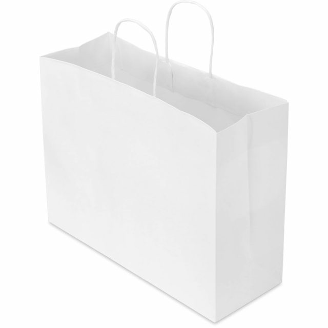 16 x 6 x 12 in. Turn Top White Paper Shopping Bags