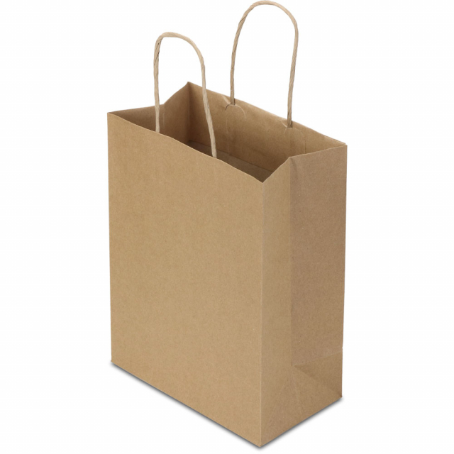8 x 4 x 10 in. Turn Top Kraft Paper Shopping Bags