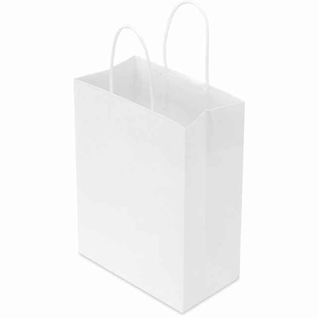 8 x 4 x 10 in. Turn Top White Paper Shopping Bags