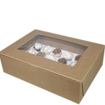 14 x 10 x 4" Recycled Kraft Cake Bakery Boxes with Window