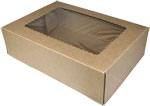 14 x 10 x 4" Premium Semi-Automatic Brown Kraft Sheet Cake Bakery Boxes with Window