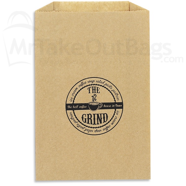 Natural Brown Kraft Grease Resistant Paper Sandwich Bags - 6 x 0.75 x 6.75