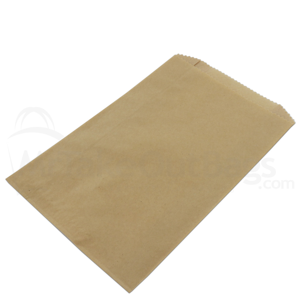Large Natural Brown Kraft Grease Resistant Paper Sandwich Bags - 6 x 2 x 9"