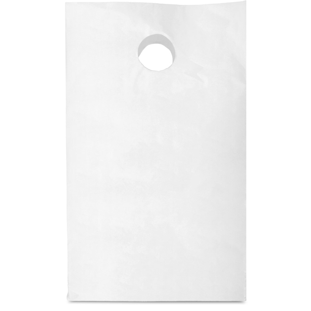 White HDPE Poly CarryOut Bags with Die Cut Handle - 8.25 x 6 x 14" #1A
