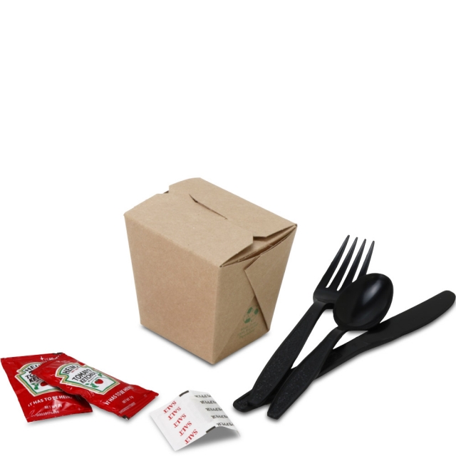 FoldPak MINI 100% Recycled Brown Kraft Microwaveable Chinese Take Out Boxes - 8 oz.
