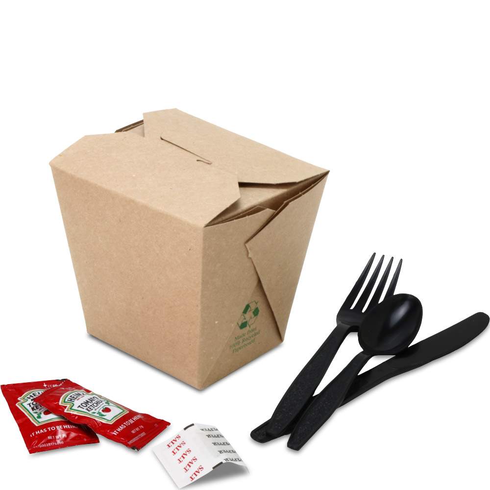 Brown Kraft 100% Recycled 16 Oz Chinese Style Takeout Boxes 