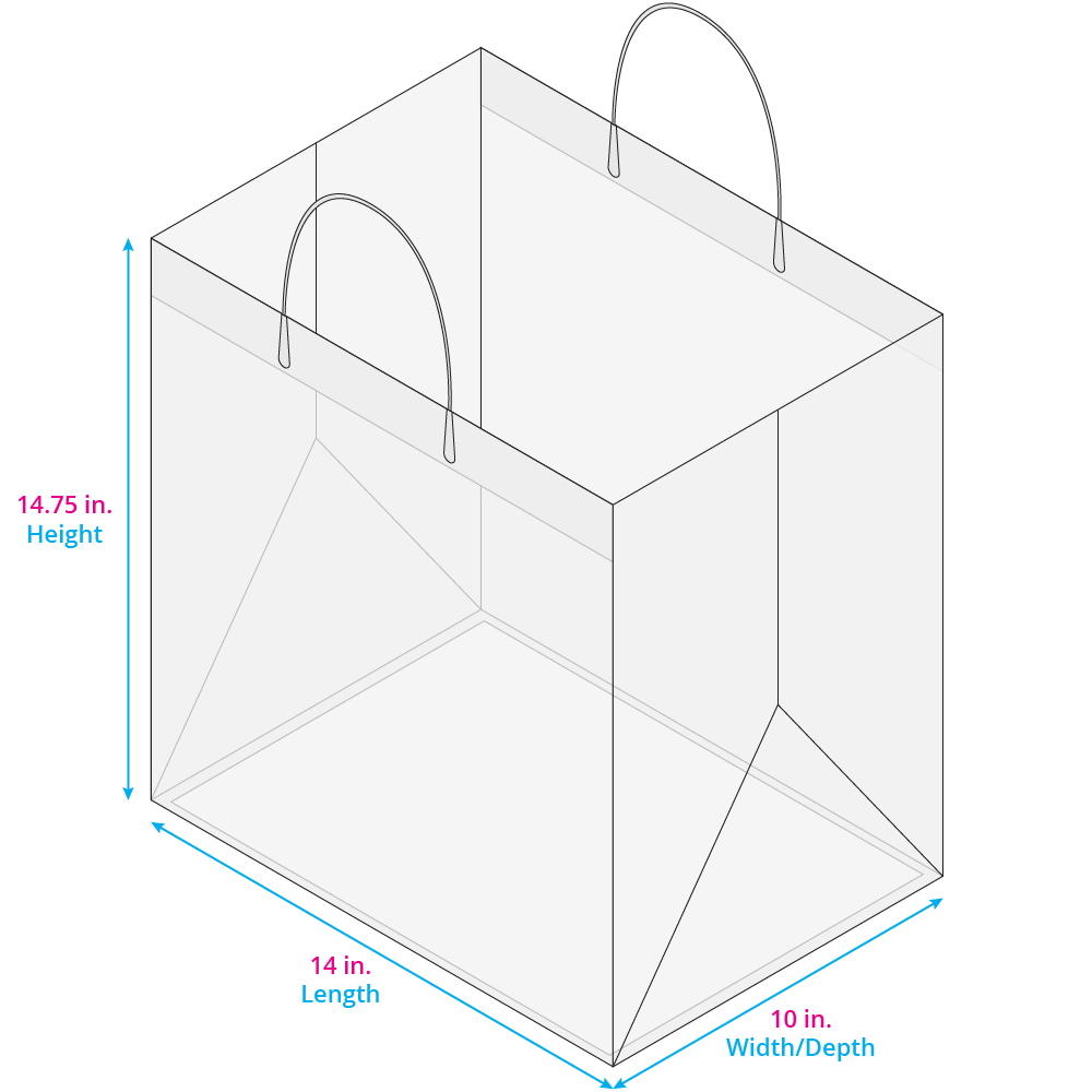 HDPE Heavy Cake Plastic Shopping Bags with Rigid Handle - 14 x 10 x 14.75"  #3