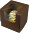 4 x 4 x 4" Chocolate Brown Individual Cupcake Bakery Boxes with Window