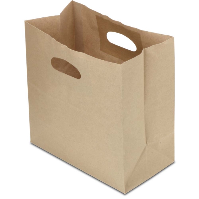 Brown Kraft Die Cut Take Out Bag - 11 X 6 X 11 in.