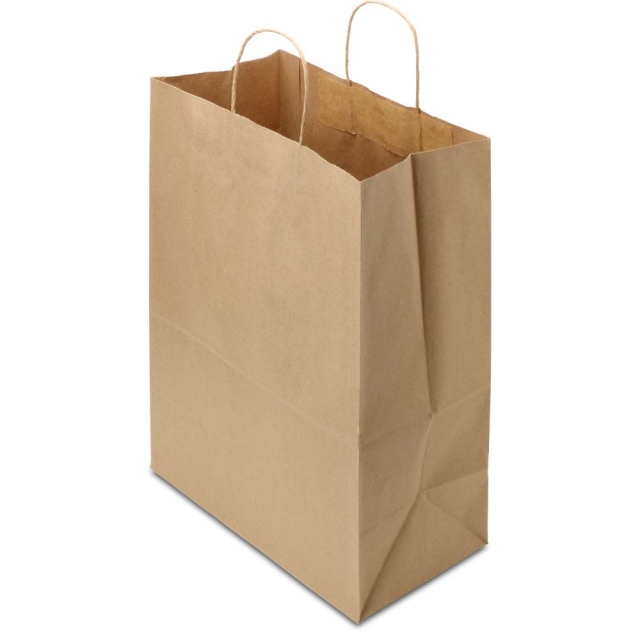 Brown Kraft Twisted Paper Handle Takeout Bags - 12 x 7 x 17 in.