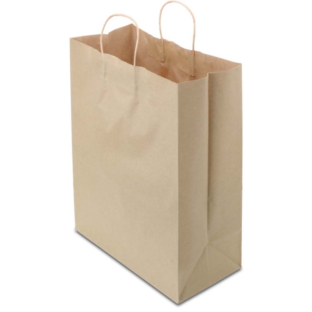 Brown Kraft Paper Shopping Bags -  13 x 7 x 16.5 in.