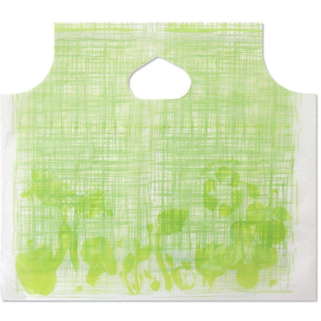 GRAB & GO Die Cut Handle Carryout Bags (Green Vegetable Print)
