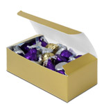 1/2 lb.  Gold Paper Candy Boxes - 5.5 x 2.75 x 1.75 in.