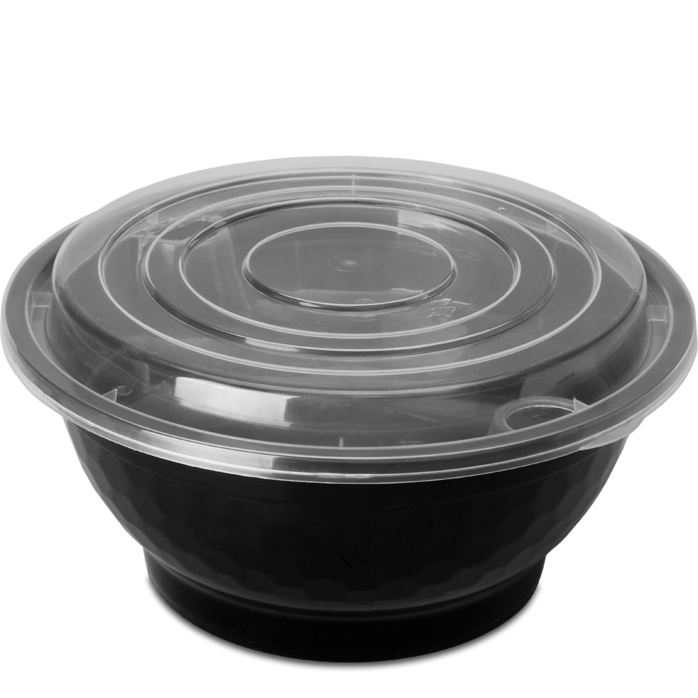 Plastic Hinged Salad Bowl PET Round Shape 750ml (50 Units)