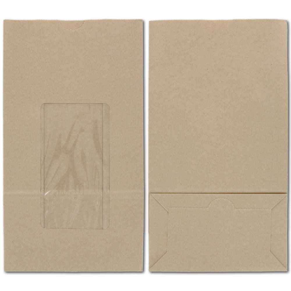6 lb. Grease Resistant Paper Bakery Bags with Window - 6 x 3.5 x 11.125"