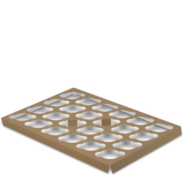 Mini Size Twenty Four-Cupcake Insert for 14 x 10" Cupcake Boxes: Brown