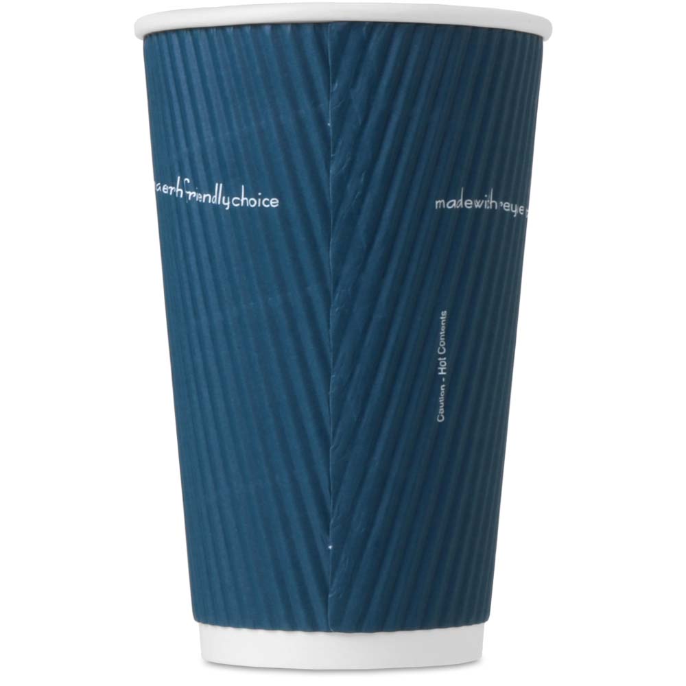 Blue Ripple Paper Coffee Cups - 16 oz.