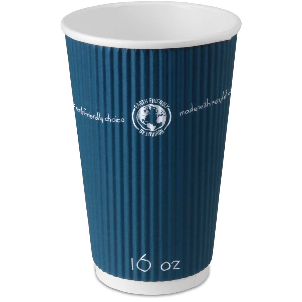Blue Ripple Paper Coffee Cups - 16 oz.