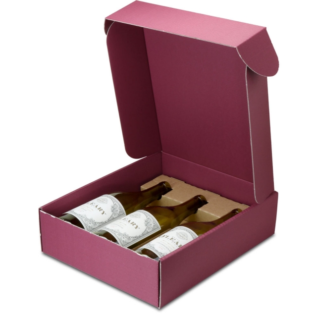 Bordeaux Textured Rib - Three Bottle Wine Boxes