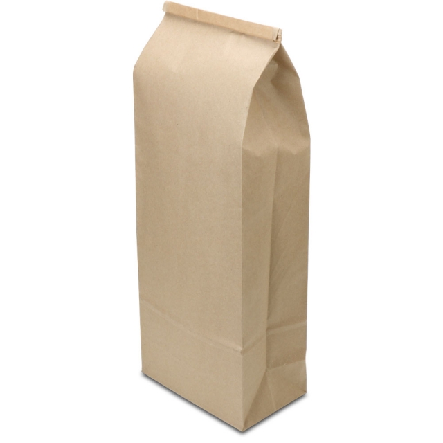 5 lb. Compostable Brown Kraft Paper Tin Tie Bags w. PLA Liner