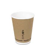 12 oz. Compostable Kraft Ripple Paper Coffee Cup