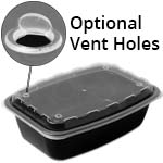 38 oz. Rectangular Plastic Vent-able Food Container - Black Base/Clear Lid