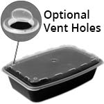 56 oz. Rectangular Plastic Vent-able Food Container - Black Base/Clear Lid
