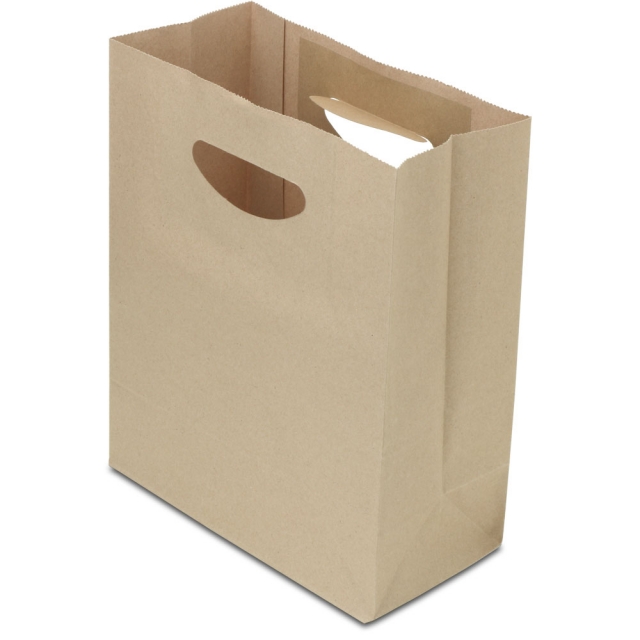 Brown Kraft Die Cut TakeOut Bag - 8.75 x 4.25 x 10.75 in.