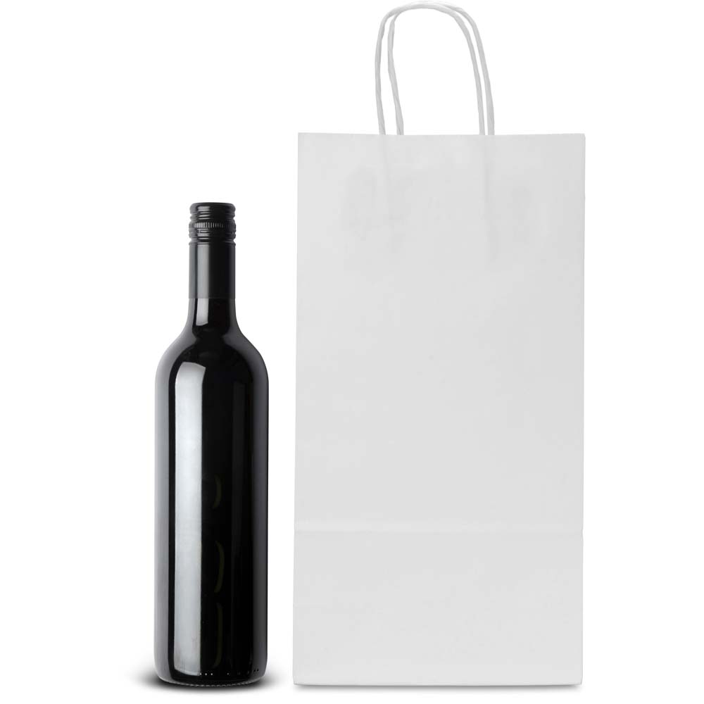 6.5 x 3.5 x 12.4 in. - White Paper Two Bottle Wine Bags