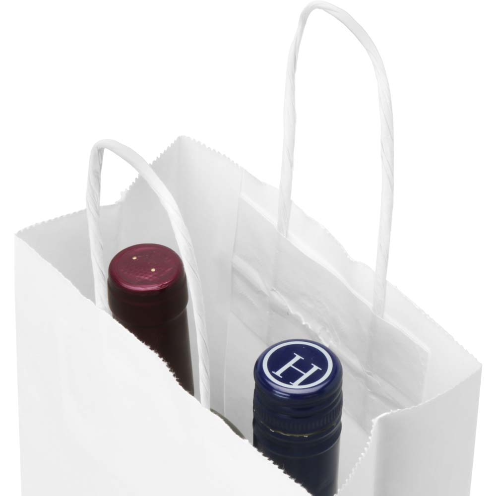 6.5 x 3.5 x 12.4 in. - White Paper Two Bottle Wine Bags