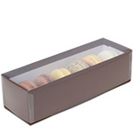 Cocoa Brown Macaron Box with Clear Lid - Holds 6